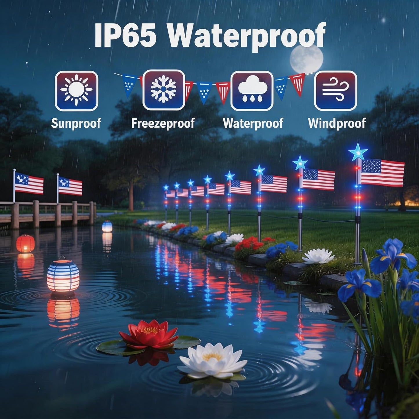 🔥🔥🔥8 Pack Solar American Flag Lights Outdoor,American Flag Pathway Lights, Solar Flag Lights, Auto On/Off 8Modes IP65 Waterproof, 4th of July Decorations Outdoor for Yard Garden Memorial Day 250Th-JKL