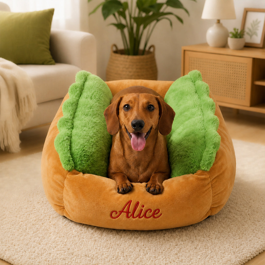 Custom Hot Dog Shape Dog Bed