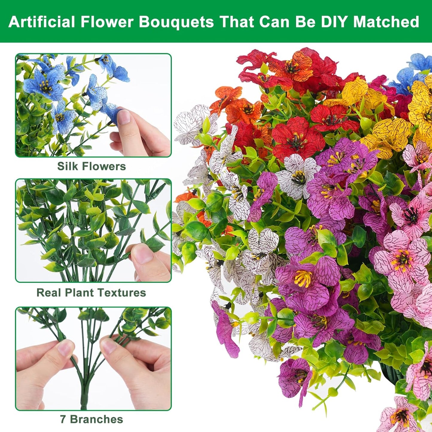💐Buy More Save More! Artificial Violet Silk Flowers – 6 Colors, Perfect for Home & Wedding Decor