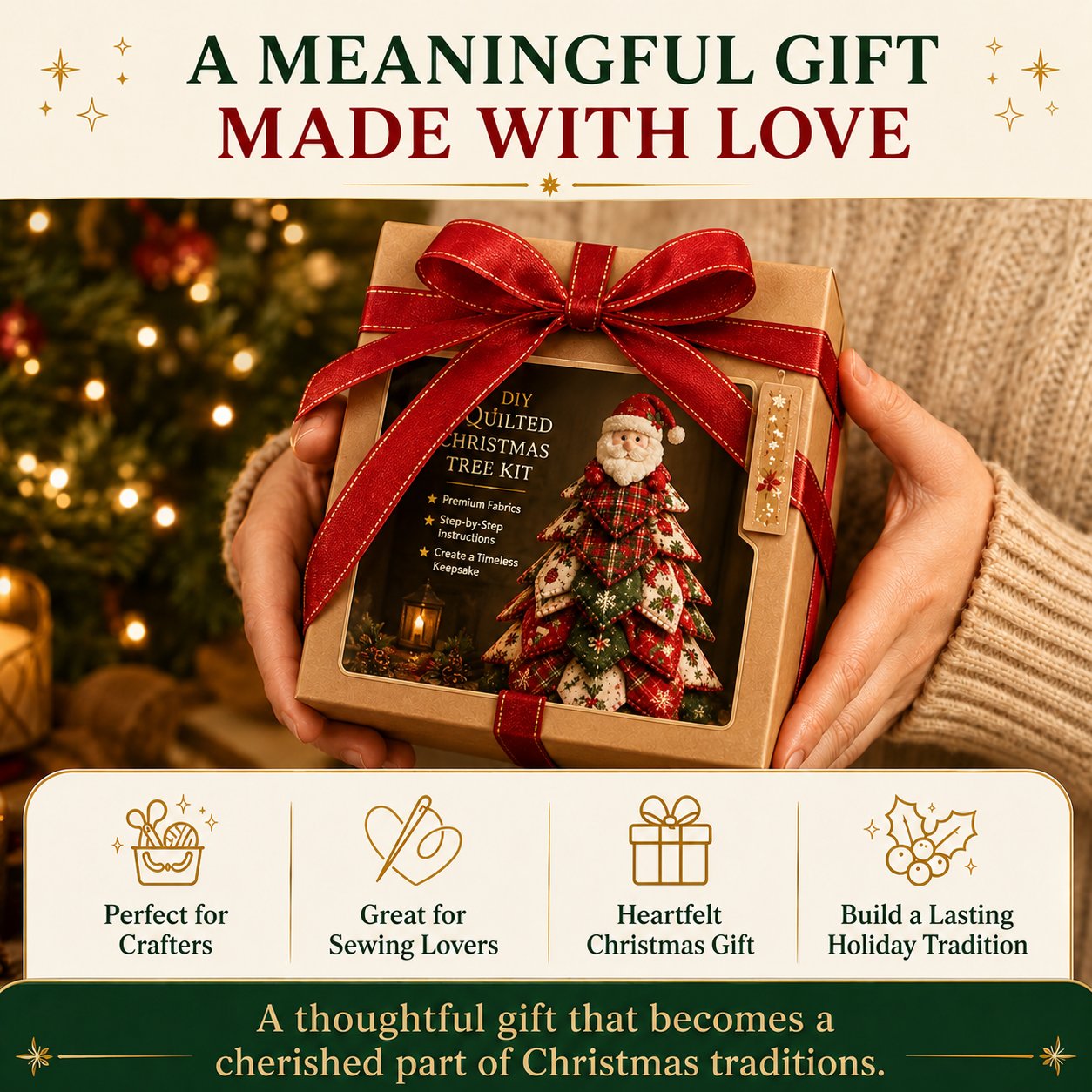 🔥LAST DAY 49% OFF - 🎄🧵DIY Quilted Christmas Tree Kit – Handmade Fabric Holiday Tabletop Tree Decor