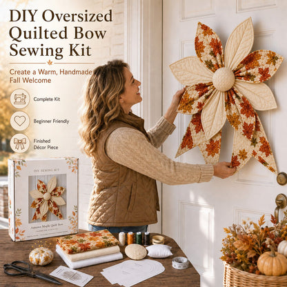 🎀 DIY Oversized Quilted Bow Sewing Kit – 23–25 in Seasonal Door Décor