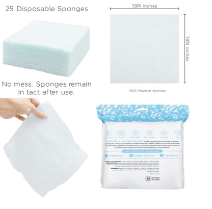 ✨Disposable Rinse Free Bathing Wipes - 25 Pack - All-in-1 Single Use Shower Wipes, Simply Dampen, Lather, and Dry Without Shampoo or Rinsing💧