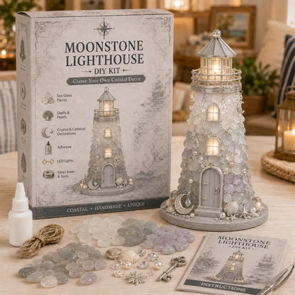 💥  💙 DIY Sea Glass Lighthouse Kit – Light-Up Coastal Craft & Handmade Home Decor