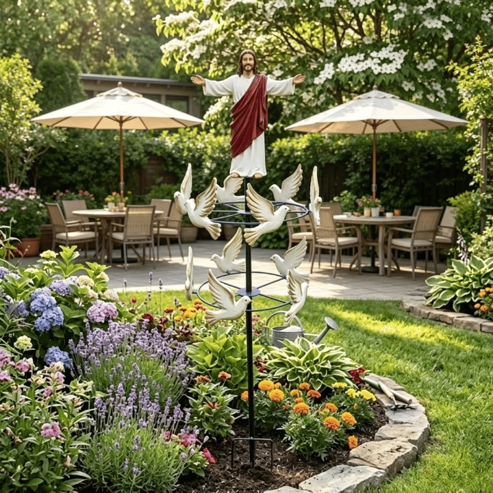 🔥HOT SALE 49% OFF✝️🙏🕊️The Divine Jesus & Holy Dove Garden Wind Spinner⛪🛐