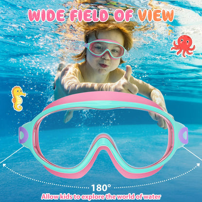 🏆🏊 Crystal Clear Kids Swim Goggles (2-Pack) | Anti-Fog, Leak-Proof & UV Protection