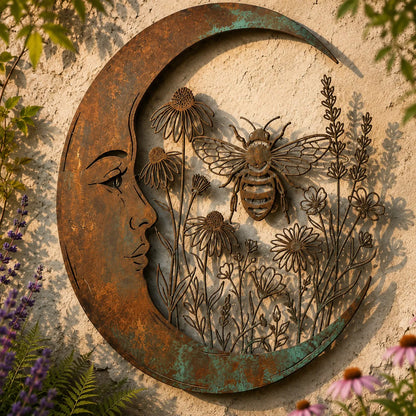 ⏰ LAST DAY  - Handcrafted Metal Crescent Moon Owl Wall Art 🌙🦉 A Timeless Garden Accent Inspired by Nature