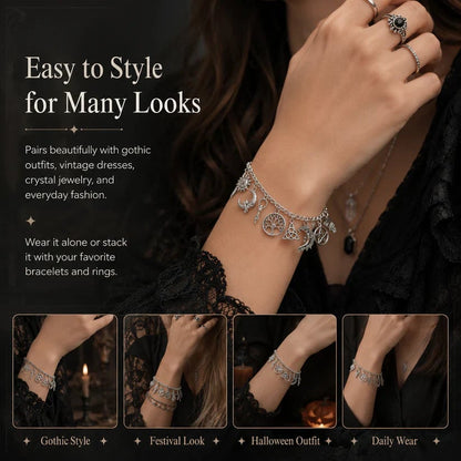 ⚡️Vintage Witchy Charm Bracelet for Women – Celestial Gothic Boho Jewelry