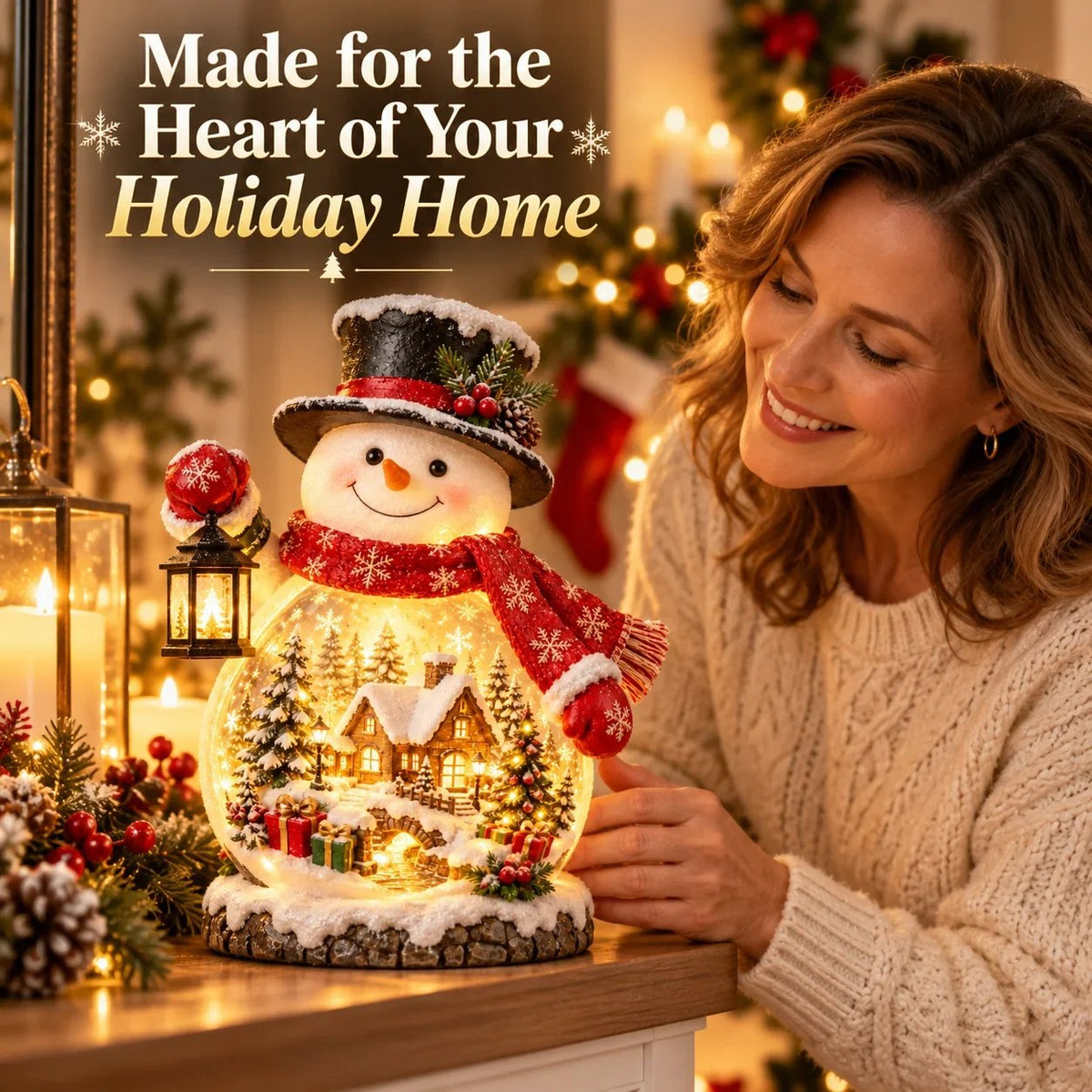✨ Christmas Village Snowman Glow – Lighted Holiday Tabletop Decor