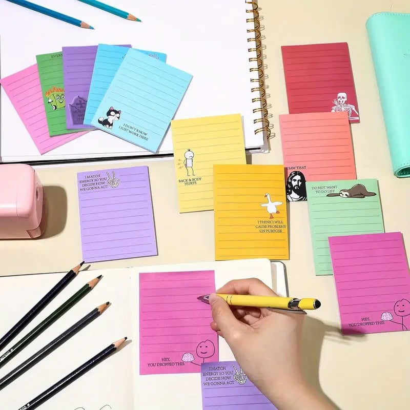 💼😂 12-Pack Sarcastic Office Sticky Notes – Funny Coworker Memo Pads & Hilarious Desk Gifts