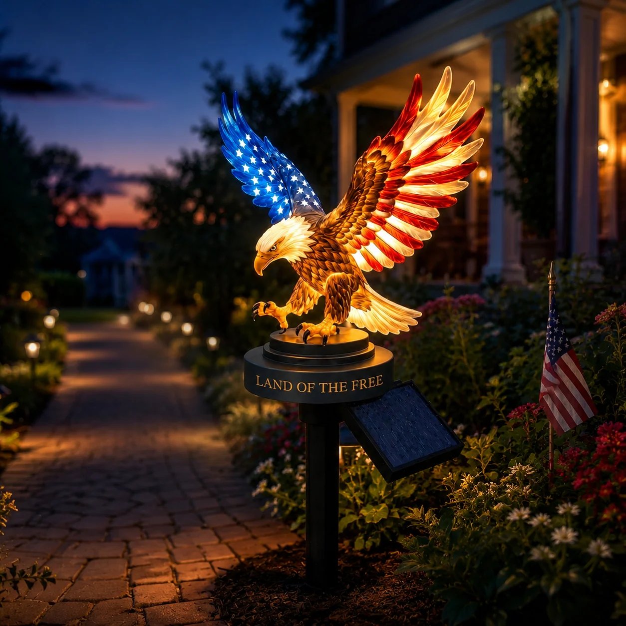 🦅Solar Eagle Garden Light 🎁– A Glowing Tribute to American Freedom✨