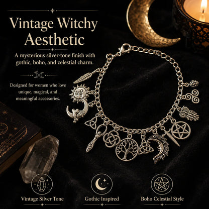 🔥Last Day 49% OFF - 🧙🖤Vintage Witchy Charm Bracelet