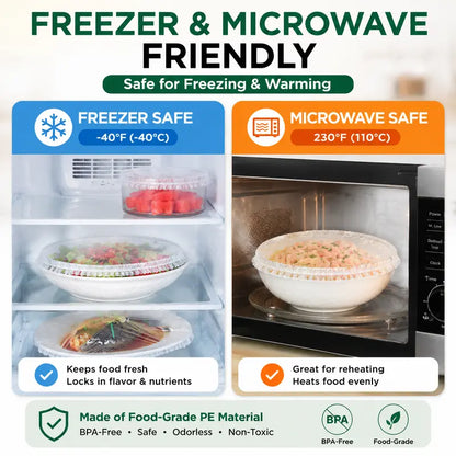 🛡️100 PCS Disposable Stretch Food Covers for Bowls & Plates