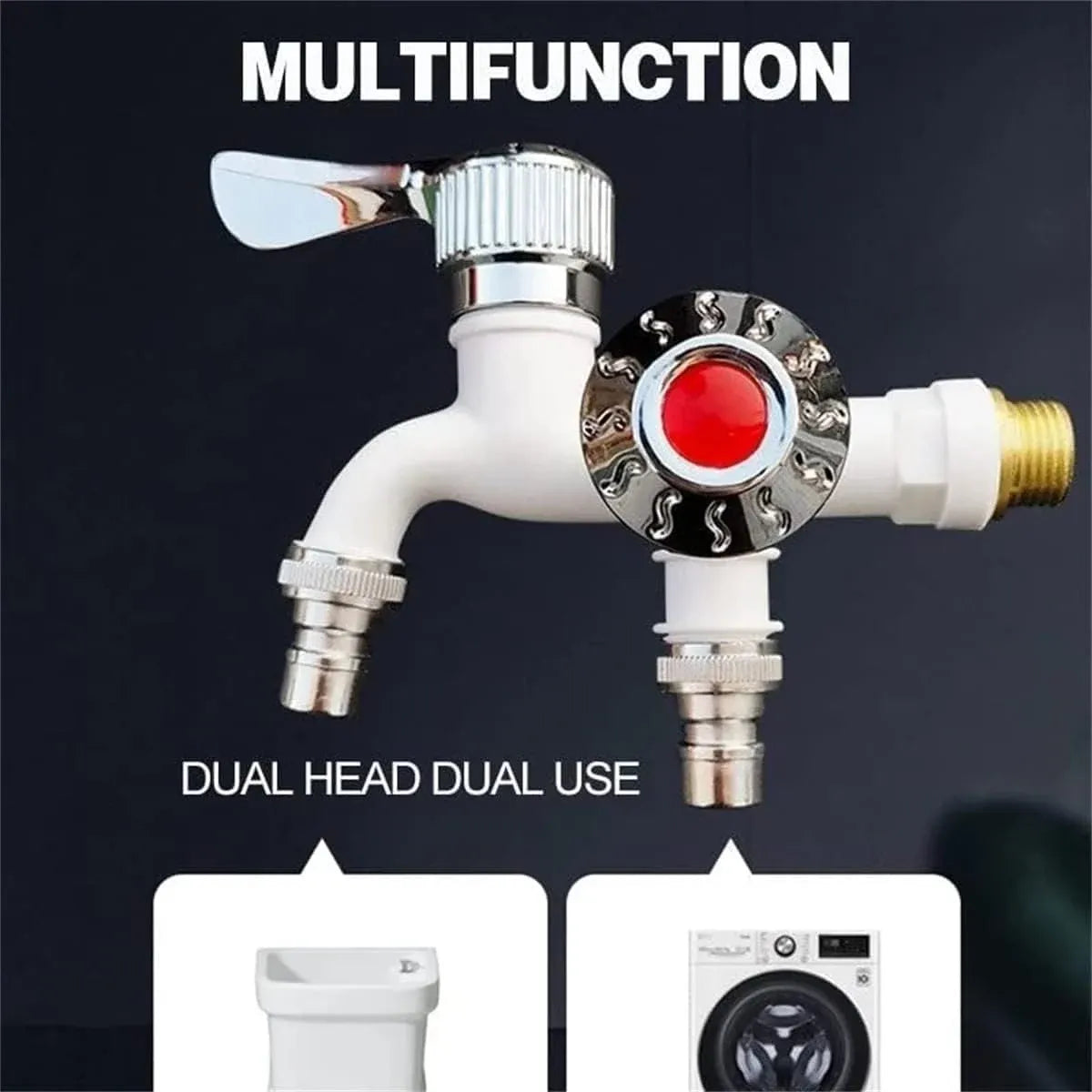 🔥😍✨Buy 1 Get 1 Free✨ - 🚰Dual Outlet Washing Machine Plastic Faucet, 1 In 2 Out Water Plastic Tap