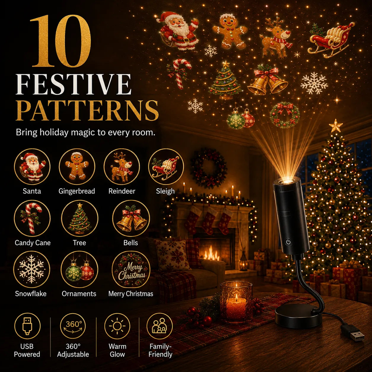 🎄👻✨60,000+ Sold — Plug & Play HD Holiday Projector for Christmas & Halloween Decor