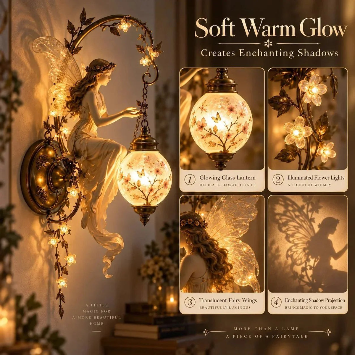 🧚🌸 Fairy Garden Glow Wall Lamp – Whimsical Floral Accent Light for Cozy Spaces