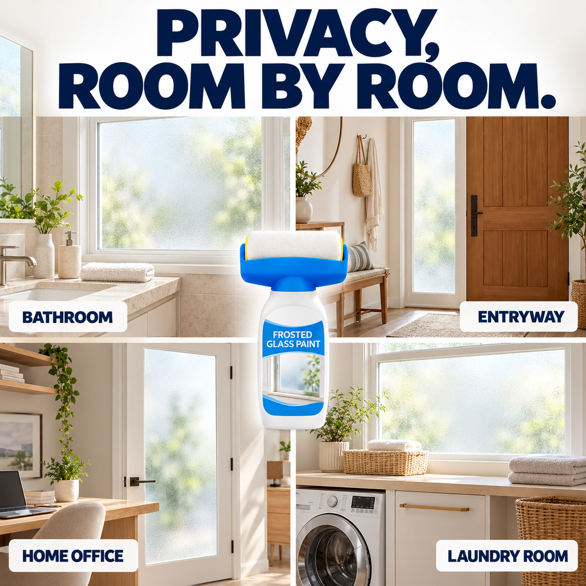 ✨ Roll-On Frosted Glass Paint – Easy DIY Privacy for Windows & Glass Doors