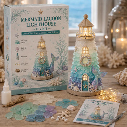 💥  💙 DIY Sea Glass Lighthouse Kit – Light-Up Coastal Craft & Handmade Home Decor