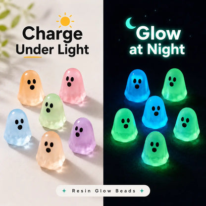 ⏳ Last day 50% OFF –👻Glow In Dark Cute Ghost Resin Bead Set