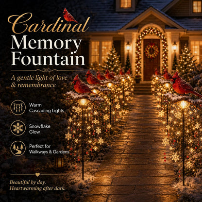 ❤️ Cardinal Memory Fountain ❤️– Lighted Christmas Remembrance Garden Decor