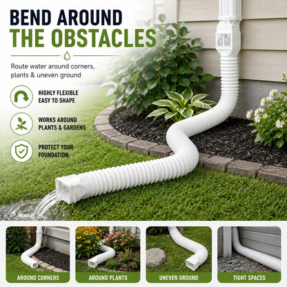 🎉🏡 Flexible Rain Gutter Downspout Extension Kit  – Adjustable 22"-63" Drain Pipe with Leaf Filter for Foundation Protection