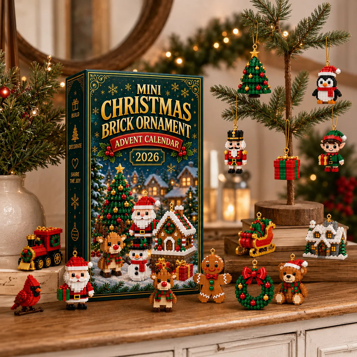 🎁🎄24-Day Mini Christmas Brick Ornament Advent Calendar | 24 Unique Buildable Holiday Ornaments to Create, Hang & Keep 🧱