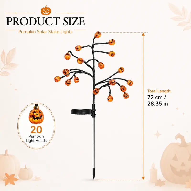 🎃 Pumpkin Solar Stake Lights – Halloween Outdoor Yard Decor