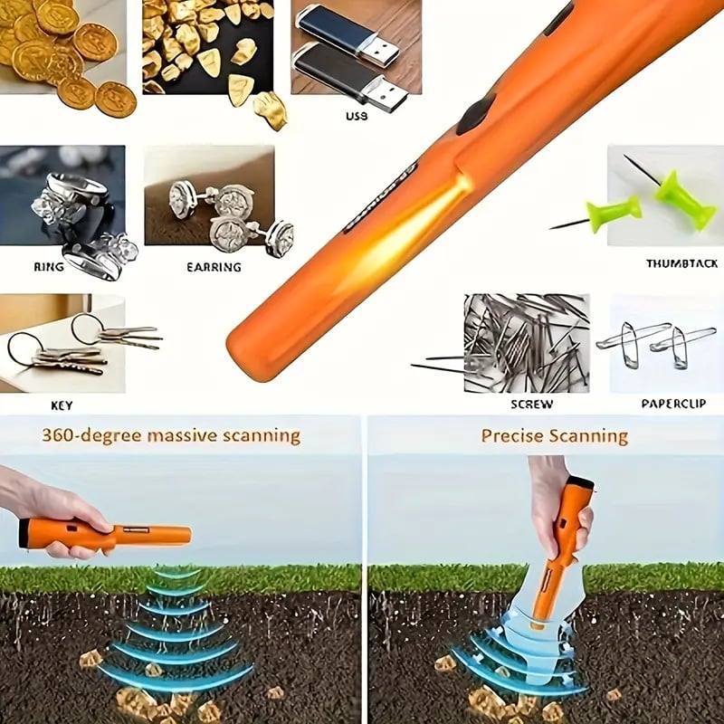🎯 Handheld Metal Detector Pinpointer, 360° High Sensitivity Treasure Finder with Vibration & Buzzer Alarm
