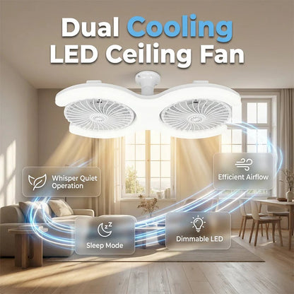📢📢49% OFF !! ⏰Dual-Head LED Ceiling Fan with Light