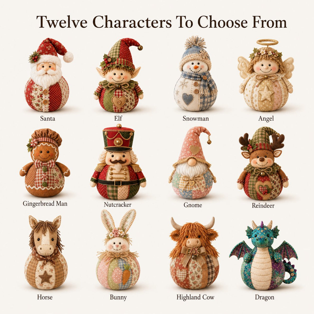 🔥Last Day 49% OFF - 🎄🎅Patchwork Fabric Doll DIY Kit | ✨Create a Cozy Handmade Character for Every Season!