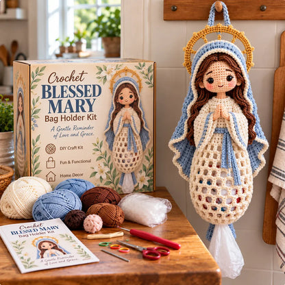🧶 Blessed Home DIY Crochet Bag Holder Kit with Faith-Inspired Figures 🕊️