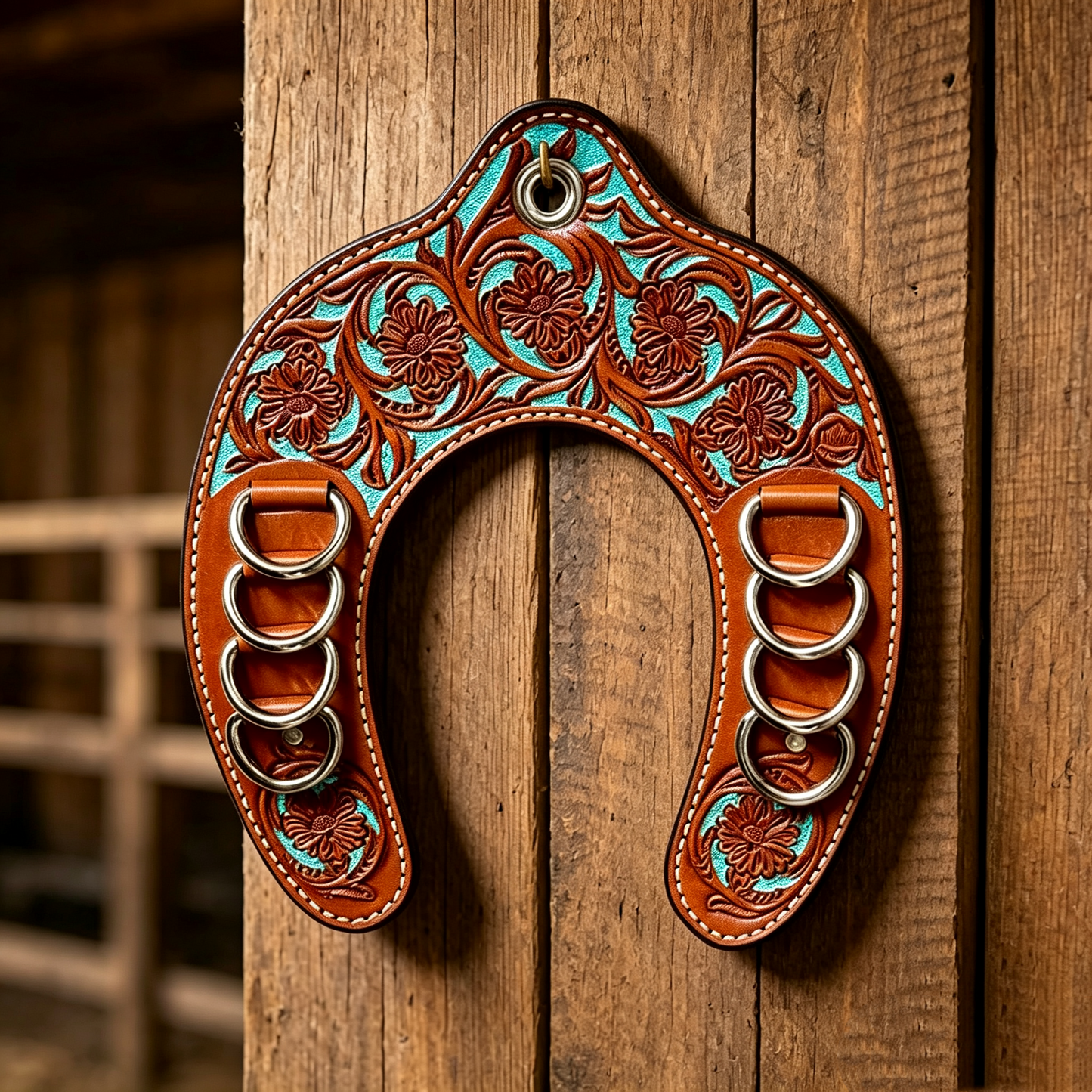 🔥 Handcrafted Leather Horseshoe Wild Rag Holder | Western Scarf & Bandana Organizer (📦Buy 2 Free Shipping)