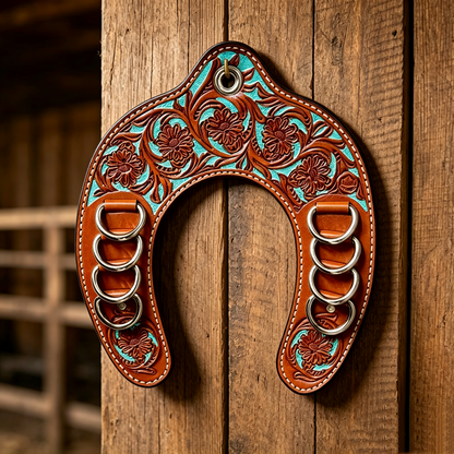 🔥 Handcrafted Leather Horseshoe Wild Rag Holder | Western Scarf & Bandana Organizer (📦Buy 2 Free Shipping)
