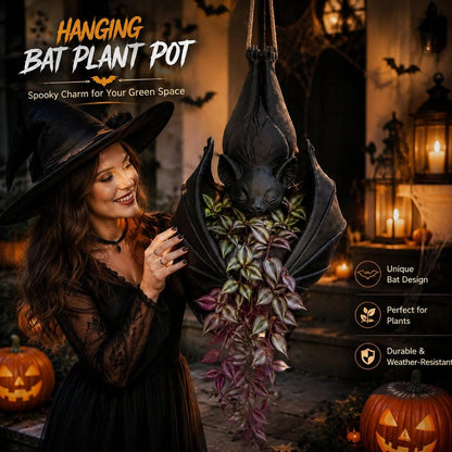 🎉🦇 Hanging Bat Plant Pot🎃Spooky Garden Decor Planter