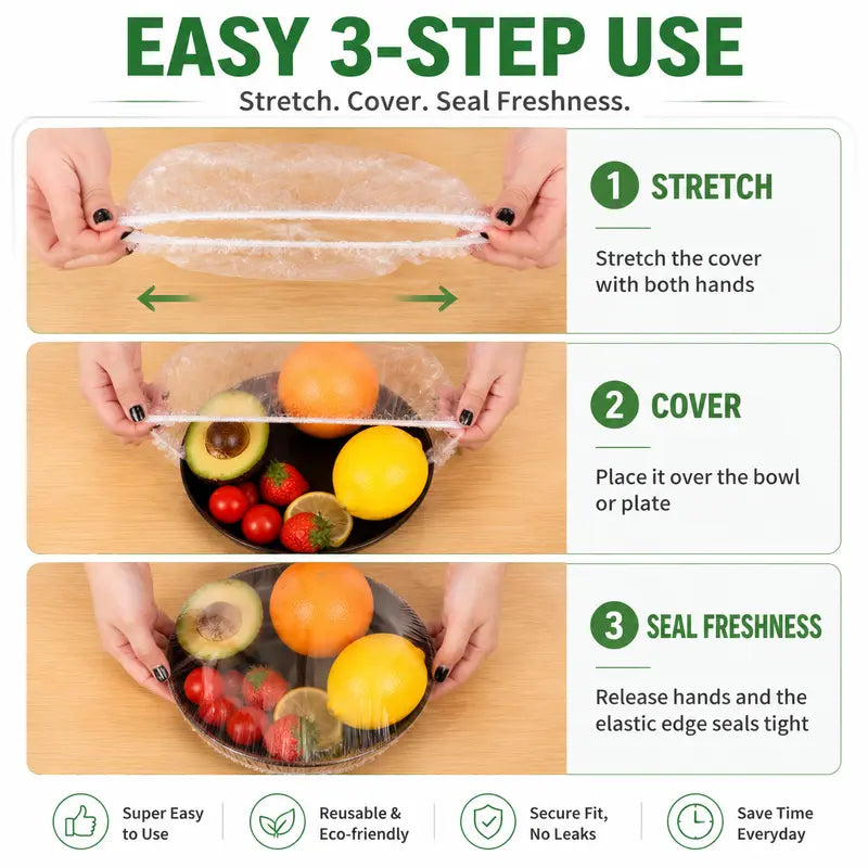 🛡️100 PCS Disposable Stretch Food Covers for Bowls & Plates