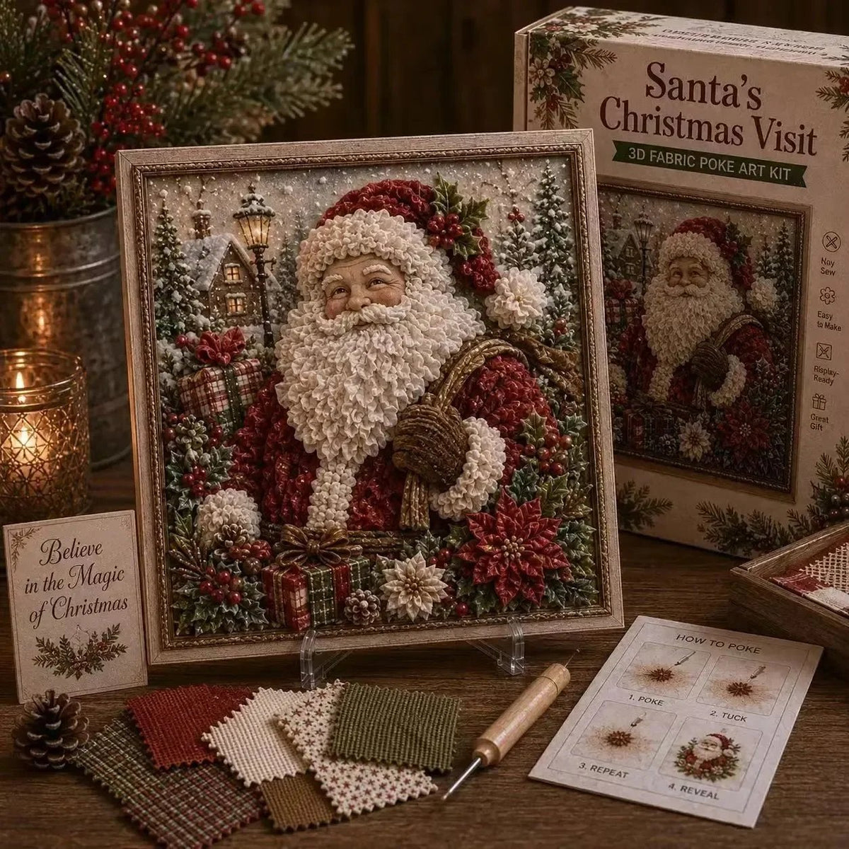 ✨Hot 30% OFF🌹🎄 3D Christmas Fabric Poke Art Kit