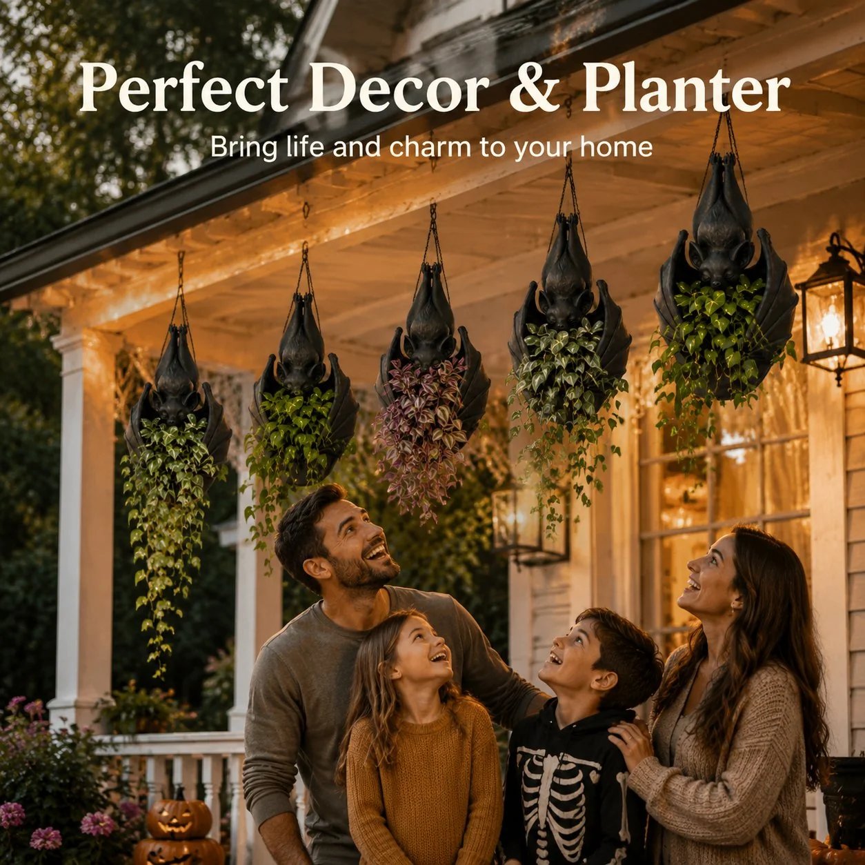 🎉🦇 Hanging Bat Plant Pot🎃Spooky Garden Decor Planter