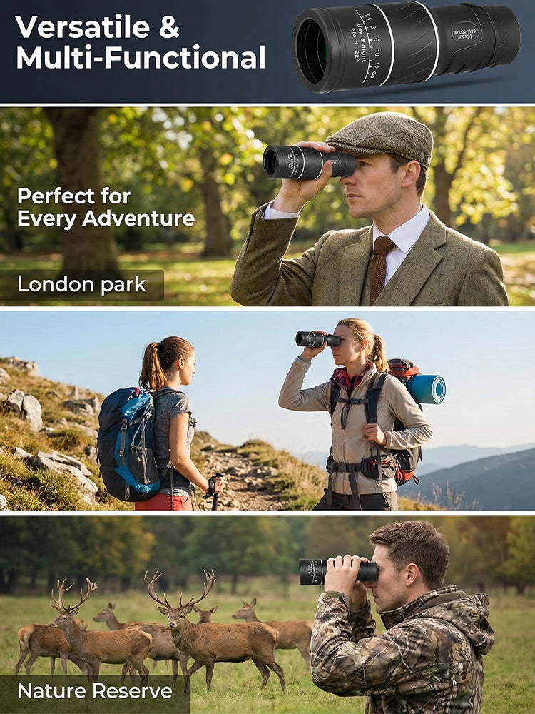 ⭐ 16x52 High Definition Monocular Telescope with Smartphone Adapter ⭐ Waterproof FMC Multi Layer Lens⭐ Portable Long Range Observation Tool ⭐