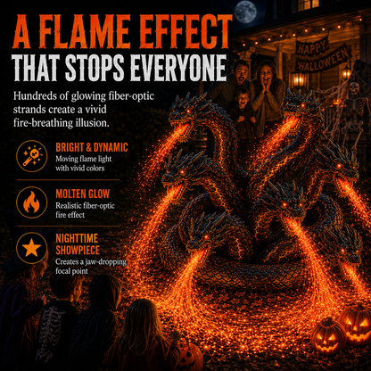 🎃 Fire-Breathing Orochi Solar Garden Light – Epic Multi-Headed Dragon Halloween Decor