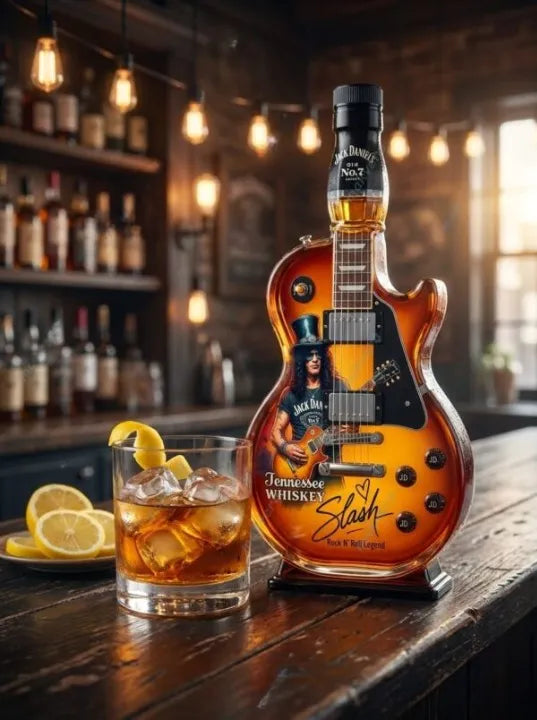 🎁 Flash Sale-49% OFF – 👨‍🎤🤘Appetite for Rock: Vintage Sunburst Guitar Figurine Spirit Bottle🎸✨