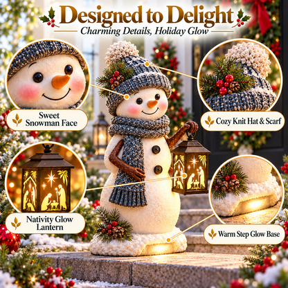 ⛄ Last Day 49% Snowman Nativity Glow™ –  Christmas Step Light with Holy Family Projection