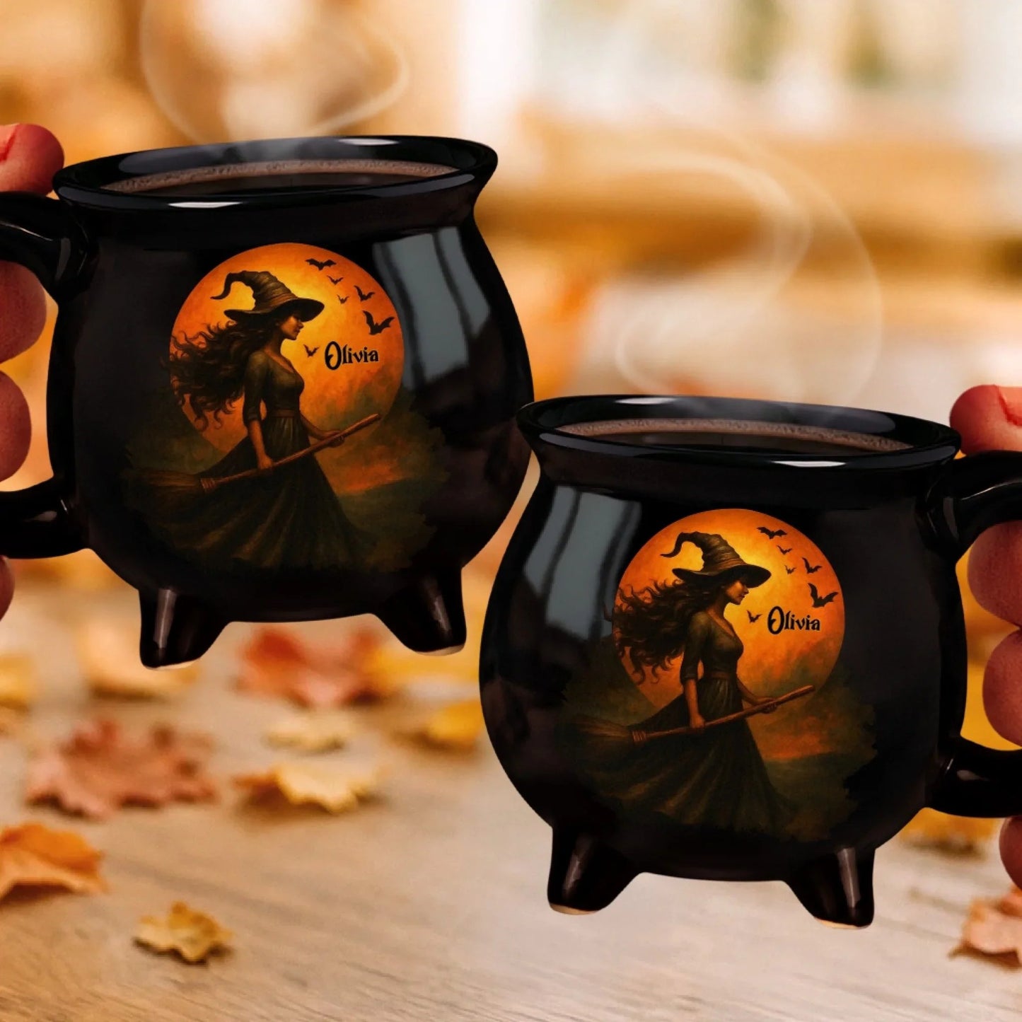 🔥HOT SALE🔥Custom Witch Cauldron Coffee Mug - Personalized Halloween Witchy Gifts For Besties, Sisters, BFF, Family, Yourself - Witching You A Wicked Brew