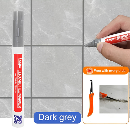 TileMarker 1+2 FREE - Anti-Mold Ceramic Tile Joint Pen Marker with Grout Hook Knife