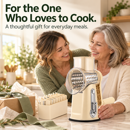 🥕 Hand-Crank Rotary Grater with Blade Storage – Fresh Prep, Less Fuss