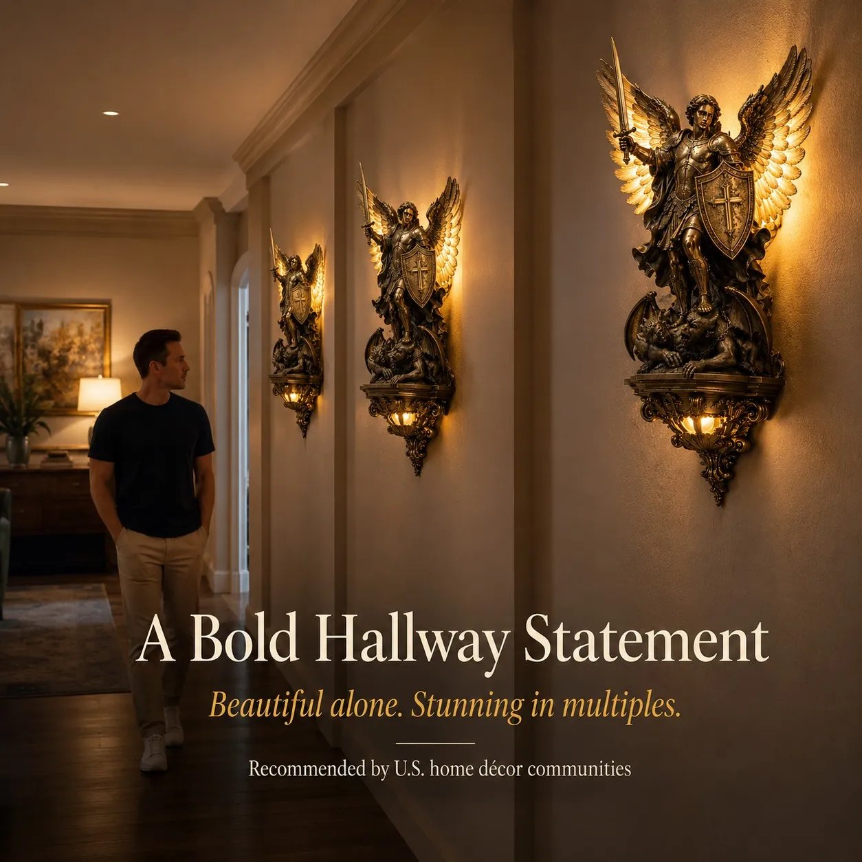🔥LAST DAY 60% OFF⏰-St. Michael Guardian Angel Wall Light🕊️