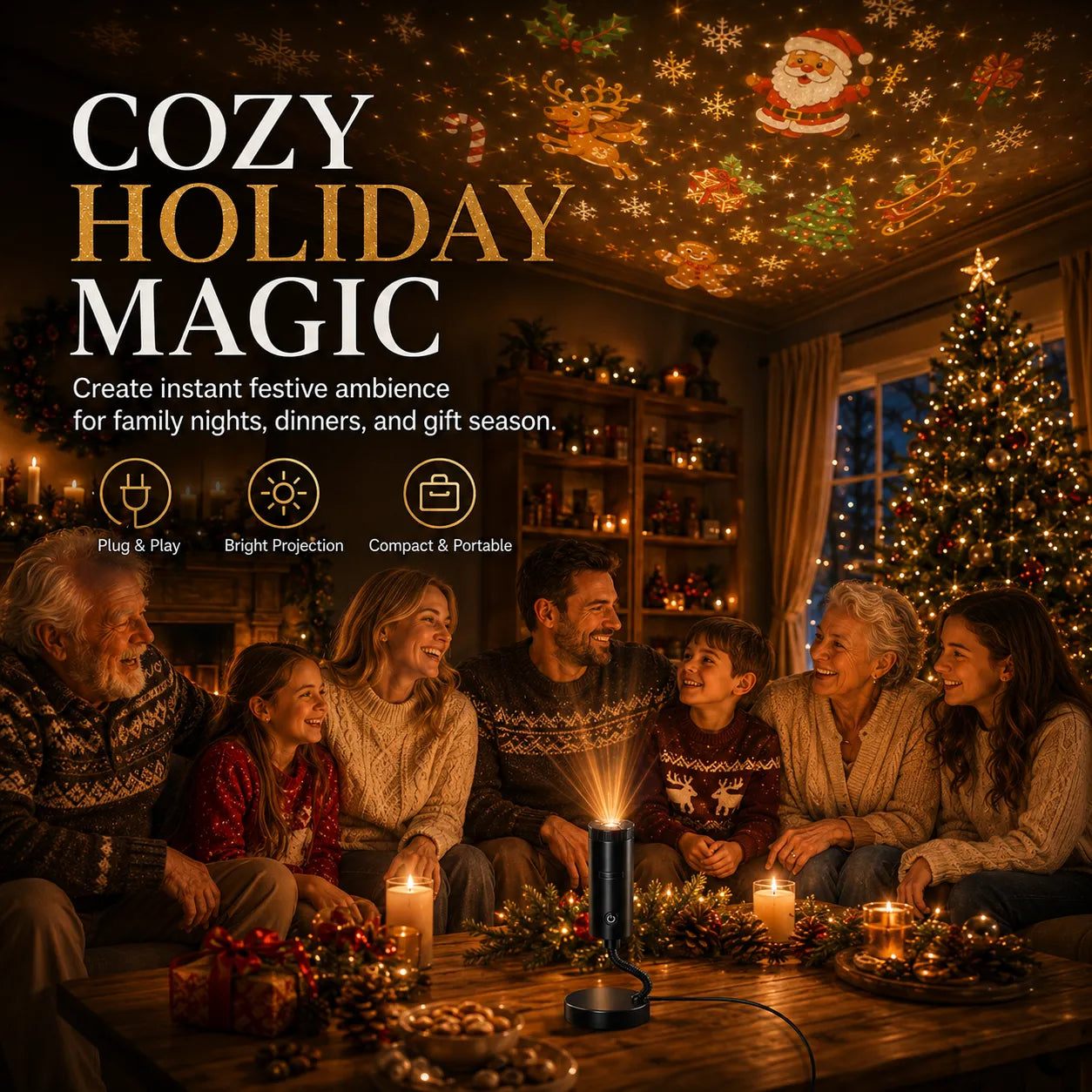 🎄👻✨60,000+ Sold — Plug & Play HD Holiday Projector for Christmas & Halloween Decor