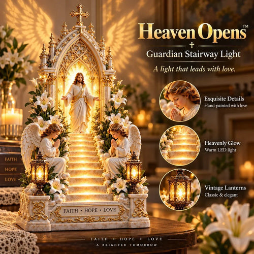 🎉 ✨ Heaven Opens™ – Step-by-Step Illuminated Jesus Stairway | Faith, Hope & Love