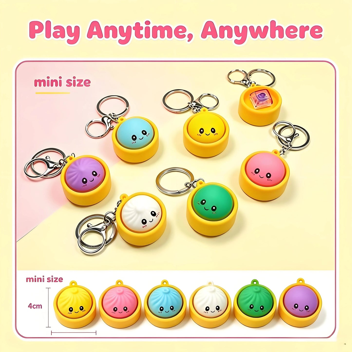 🔥 49% OFF🔥  Cute Dumpling Pressable Fidget Keychain - touch sensing light