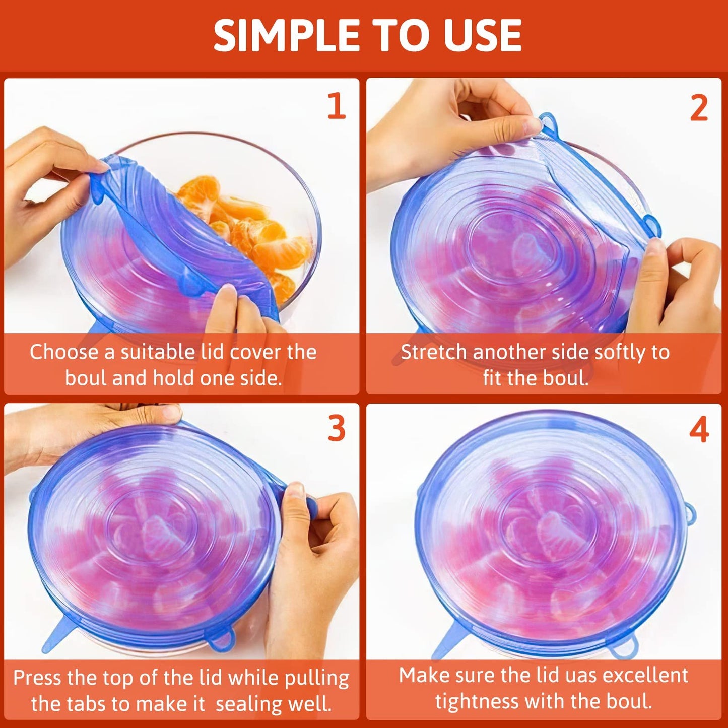 Silicone Stretch Lids, Reusable Airtight Food Covers for Food Storage