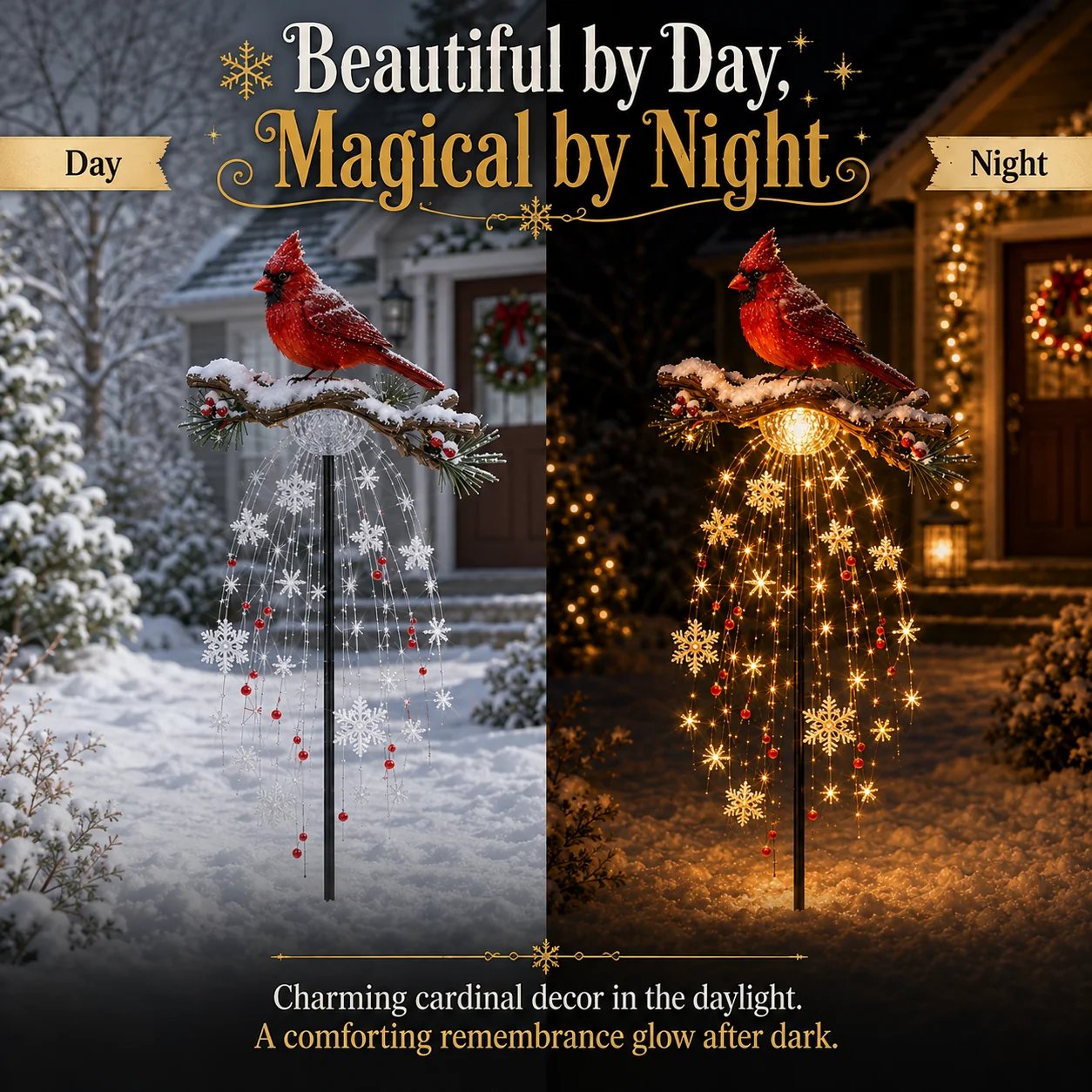 ❤️ Cardinal Memory Fountain ❤️– Lighted Christmas Remembrance Garden Decor
