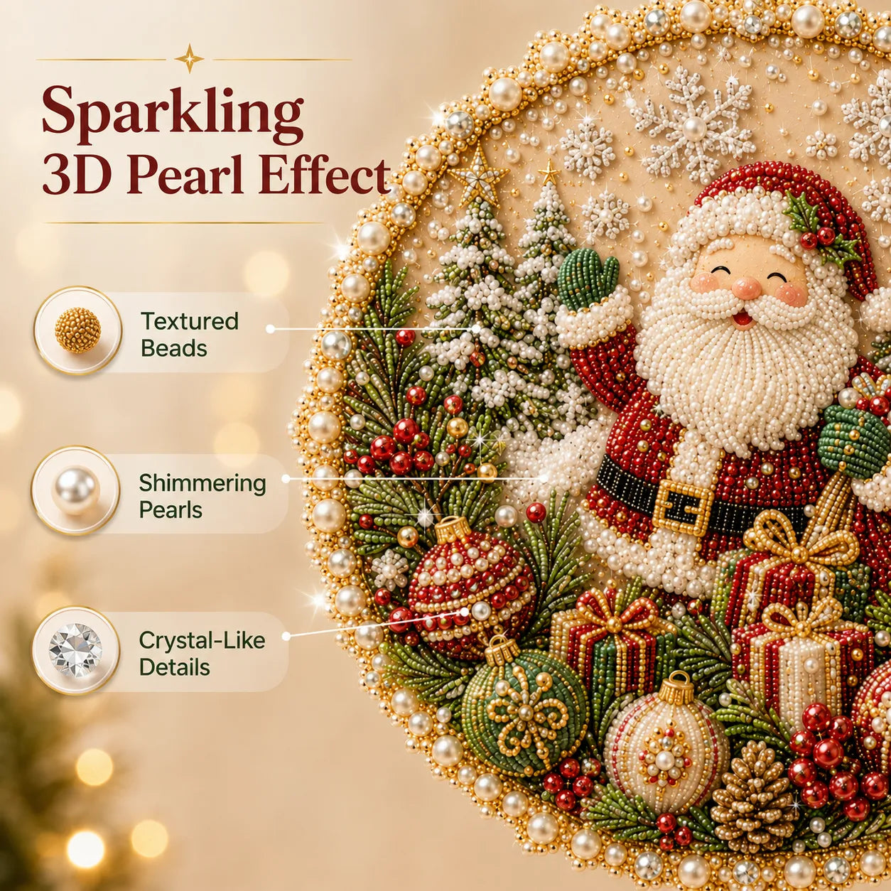 🌸🌻🍂🎄✨ Four Seasons & Holiday Pearl Art Hanging Wreath Kit | Luxury Flocked Canvas with Scratch-Resistant Non-Fading Pearl Beads DIY Handmade Seasonal Decor 💎